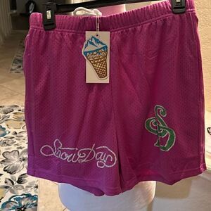Snowday Mens Size Medium Mesh Shorts Purple Pull On Drawstring Waist NWT
